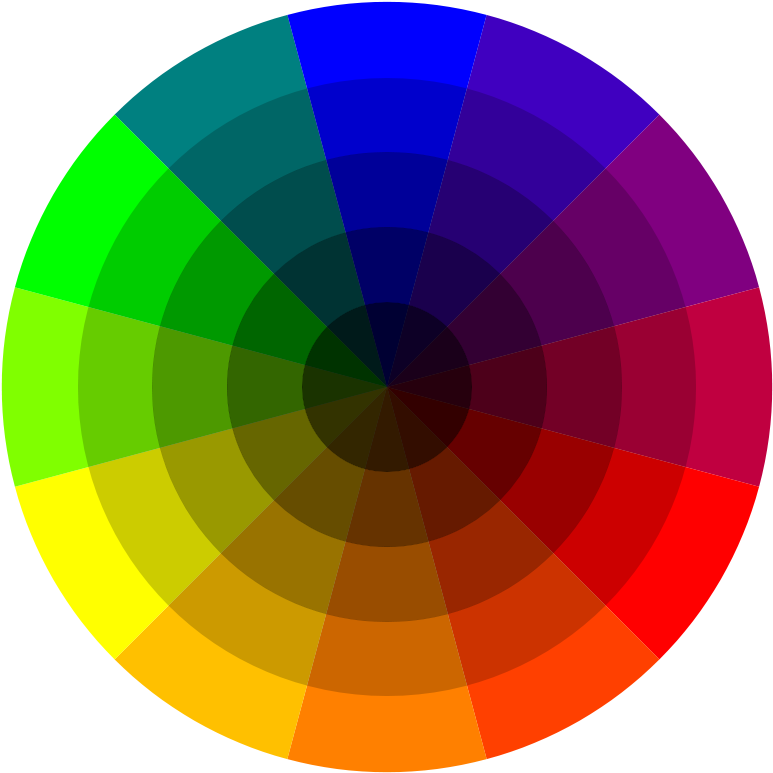 Color Shade Png - Colour Wheel Tints And Shades Clipart (782x782), Png Download