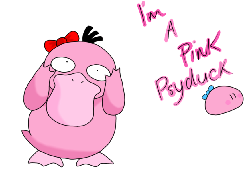 I M A Pink Psyduck By Cutelittlevixen-d5uknd3 - Cartoon Clipart (979x816), Png Download