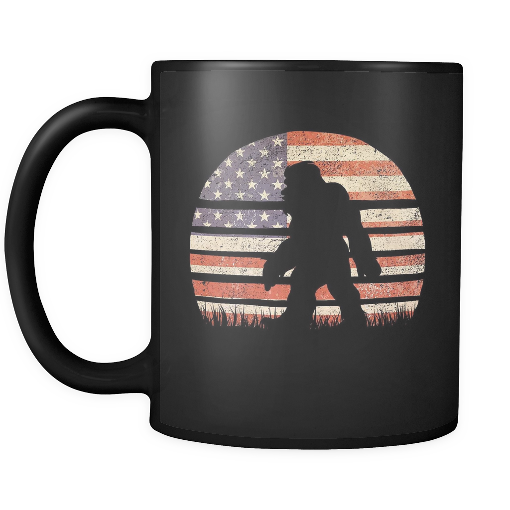 Retro Bigfoot Sasquatch American Flag Sun - Mug Clipart (1024x1024), Png Download
