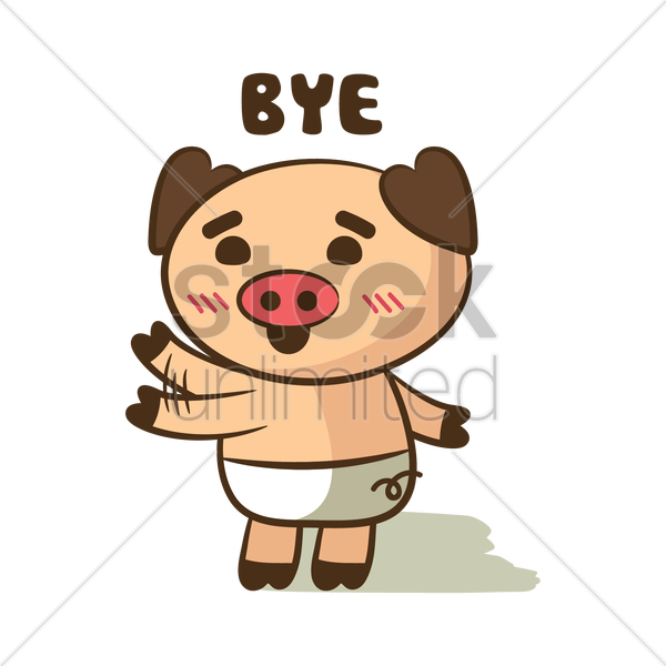 Kids Waving Goodbye Png - Pig Saying Goodbye Clipart (600x600), Png Download