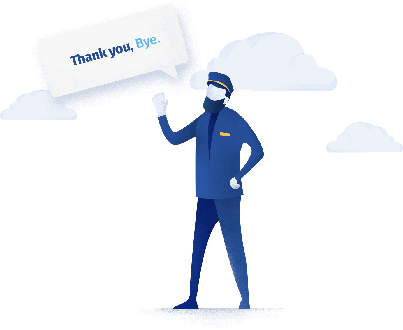 Thank You, Bye - Illustration Clipart (1383x1134), Png Download