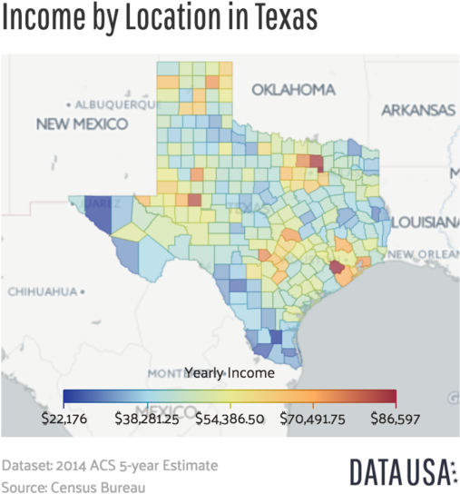 Geo Map Of Income By Location In Texas - Income By Location In Texas Clipart (546x600), Png Download