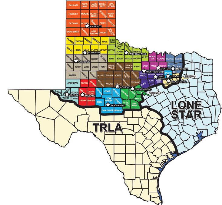 Legal Aid Of Northwest Texas Map Clipart (750x677), Png Download