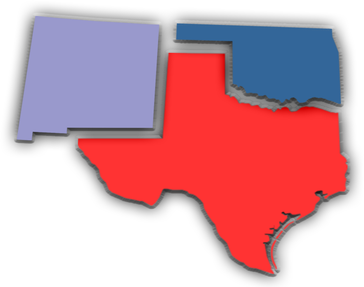 Map Outline Texas Red, New Mexico, Light Blue And Oklahoma, - Map Clipart (752x593), Png Download