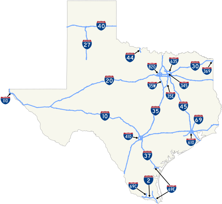 Creative Ideas Texas Interstate Map List Of Highways - Map Clipart (1200x713), Png Download