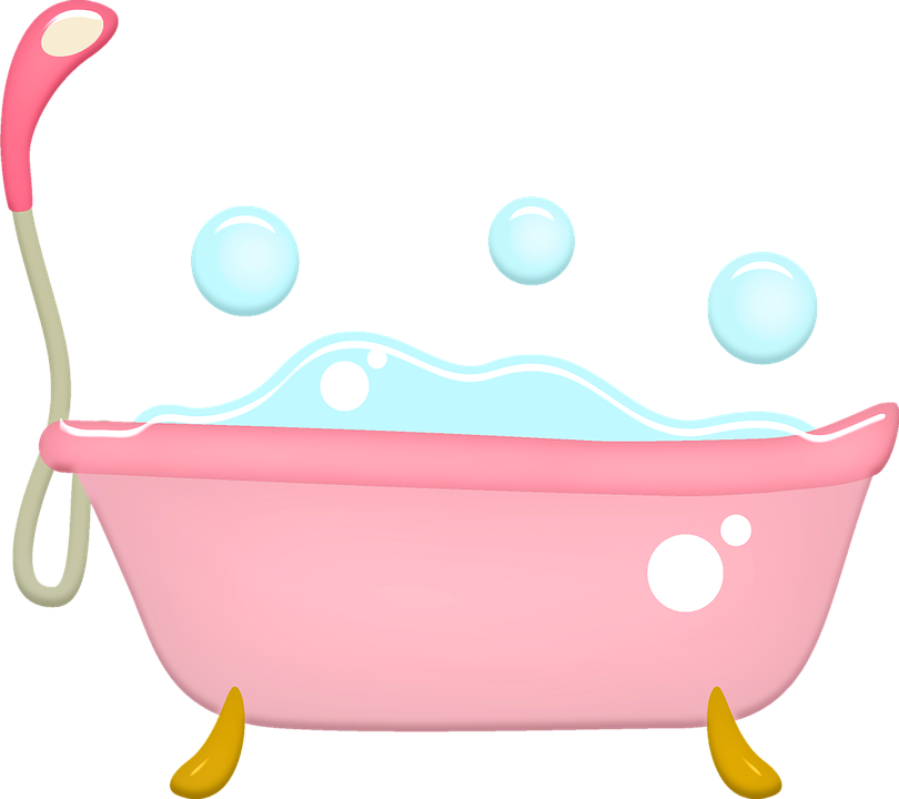 Bañera, Burbujas, Rosa, Femenino, El Agua Del Baño - Bathtub Pink Clipart - Png Download (810x720), Png Download