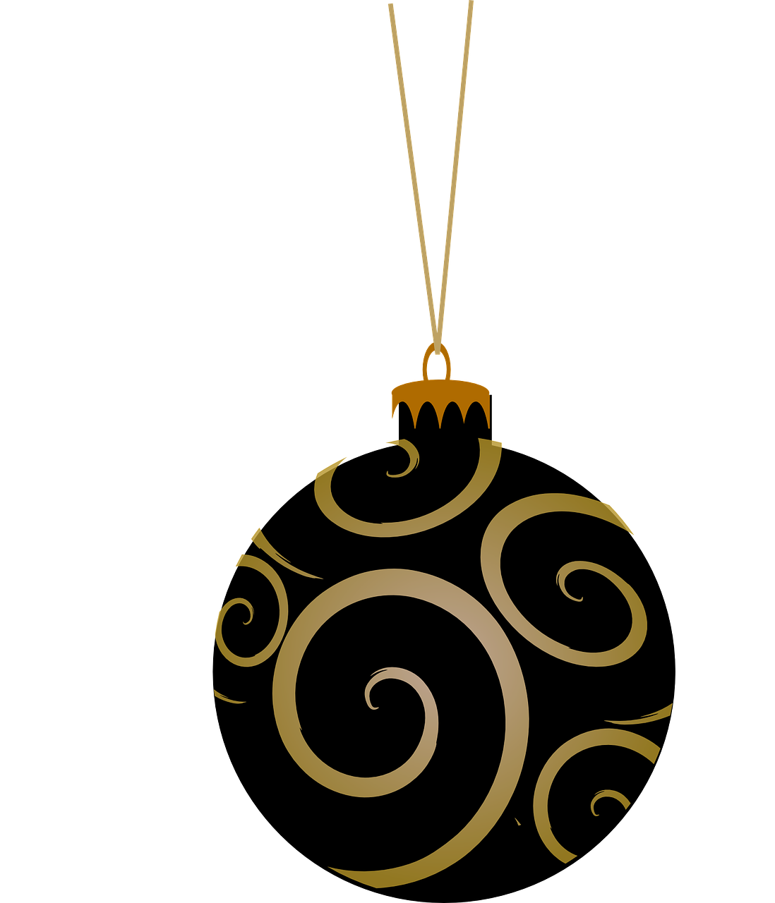 Black And Gold Christmas Baubles Clipart (1098x1280), Png Download