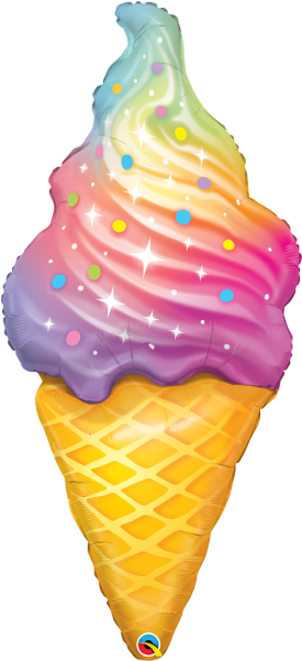 Rainbow Swirl Ice Cream 45" Supershape Balloon - Rainbow Swirl Ice Cream Cone Clipart (600x600), Png Download