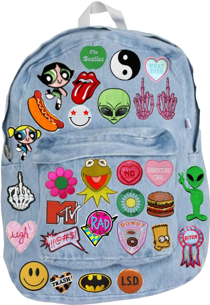 Food Hipster The Beatles Fuck You Bitch Bag Blue Ugh - Diy School Bag Decorations Clipart (500x653), Png Download