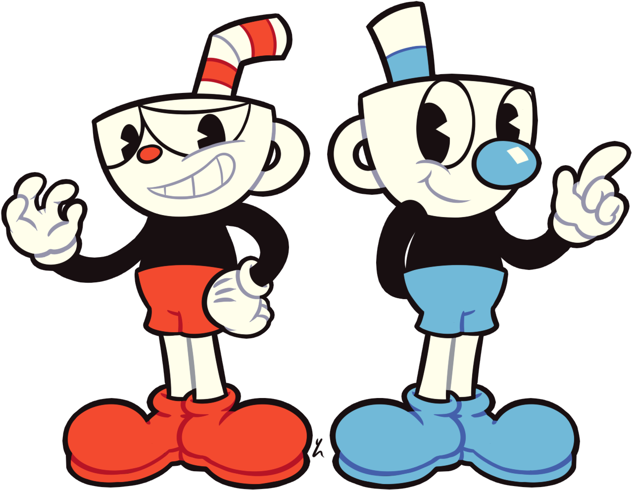View Fullsize Cuphead Image - Cuphead And Mugman Fanart Clipart (1287x996), Png Download