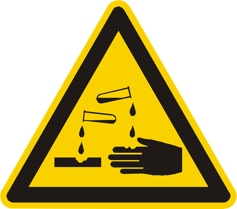 Corrosive Acid Warning Attention Yellow Sign - Attention Acid Clipart (817x720), Png Download