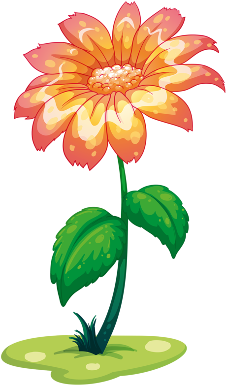 Cartoon Flowers, Giant Flowers, Flower Clipart, Daisy, - Butterfly Above The Flower - Png Download (475x800), Png Download