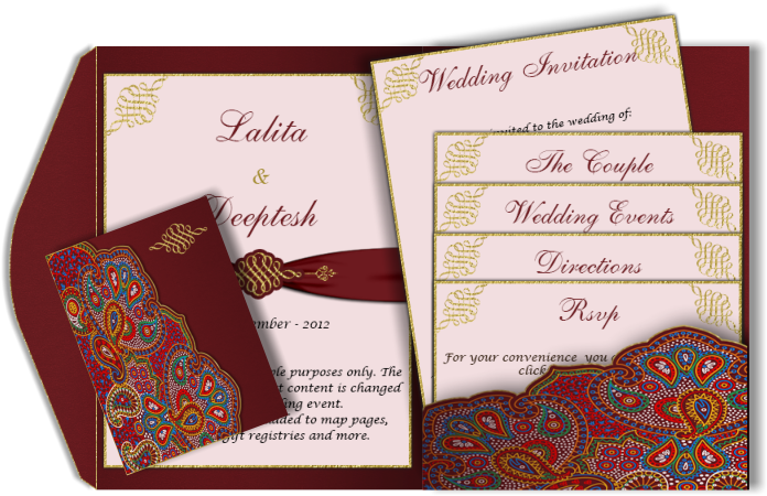 Email Card Pocket Fold Design Luxury Indian - 3 Piece Invitation Card Clipart (708x467), Png Download