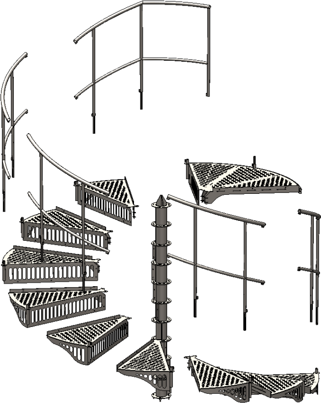Exmachina High Rolling Spiral Staircase - Sketch Clipart (630x790), Png Download