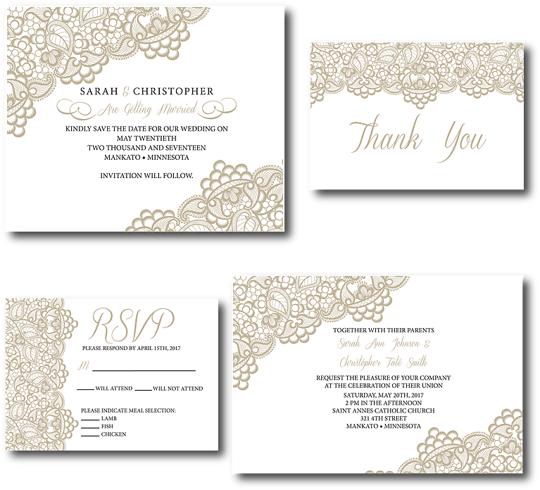 Ws Design Co Elegant Wedding Invitations - Paper Clipart (1183x1042), Png Download