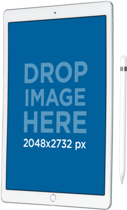 Ipad Pro Mockup In Vertical Position Angled Over A - Mobile Phone Clipart (640x480), Png Download