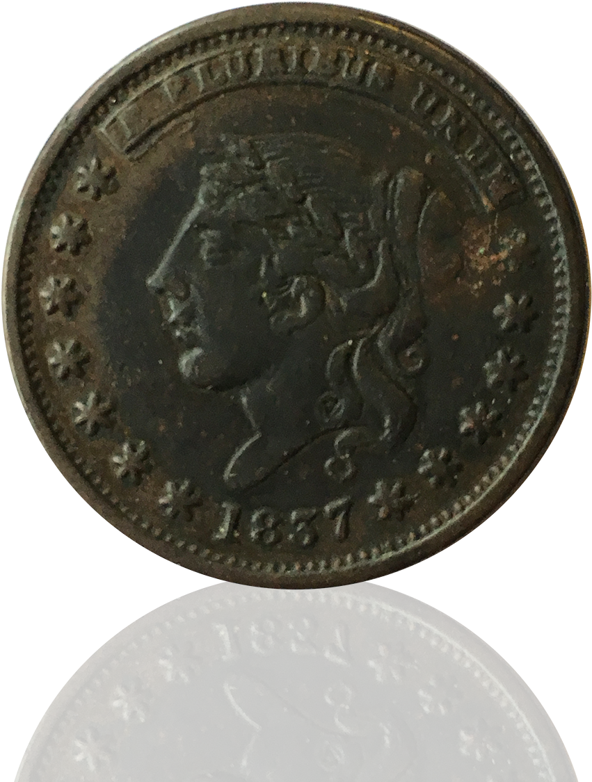 1837 Hard Times Cent, Center Market, 14th Ward, - Coin Clipart (1400x1400), Png Download