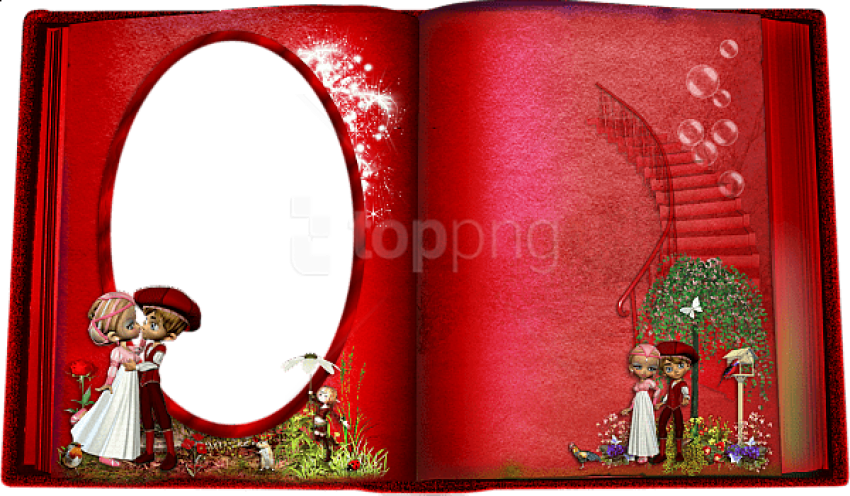 Free Png Best Stock Photos Red Book Love Transparent - Love Photo Frames Background Clipart (850x496), Png Download