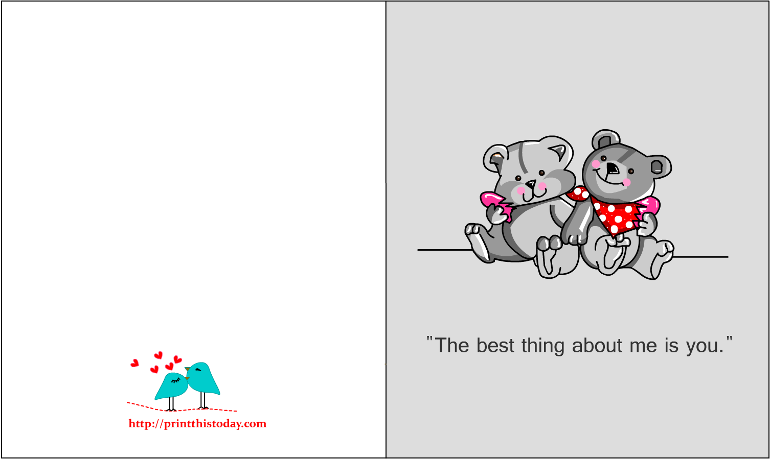 Romantic Christmas Card Printable With Love Cards Cute - Love Clipart (1650x1275), Png Download