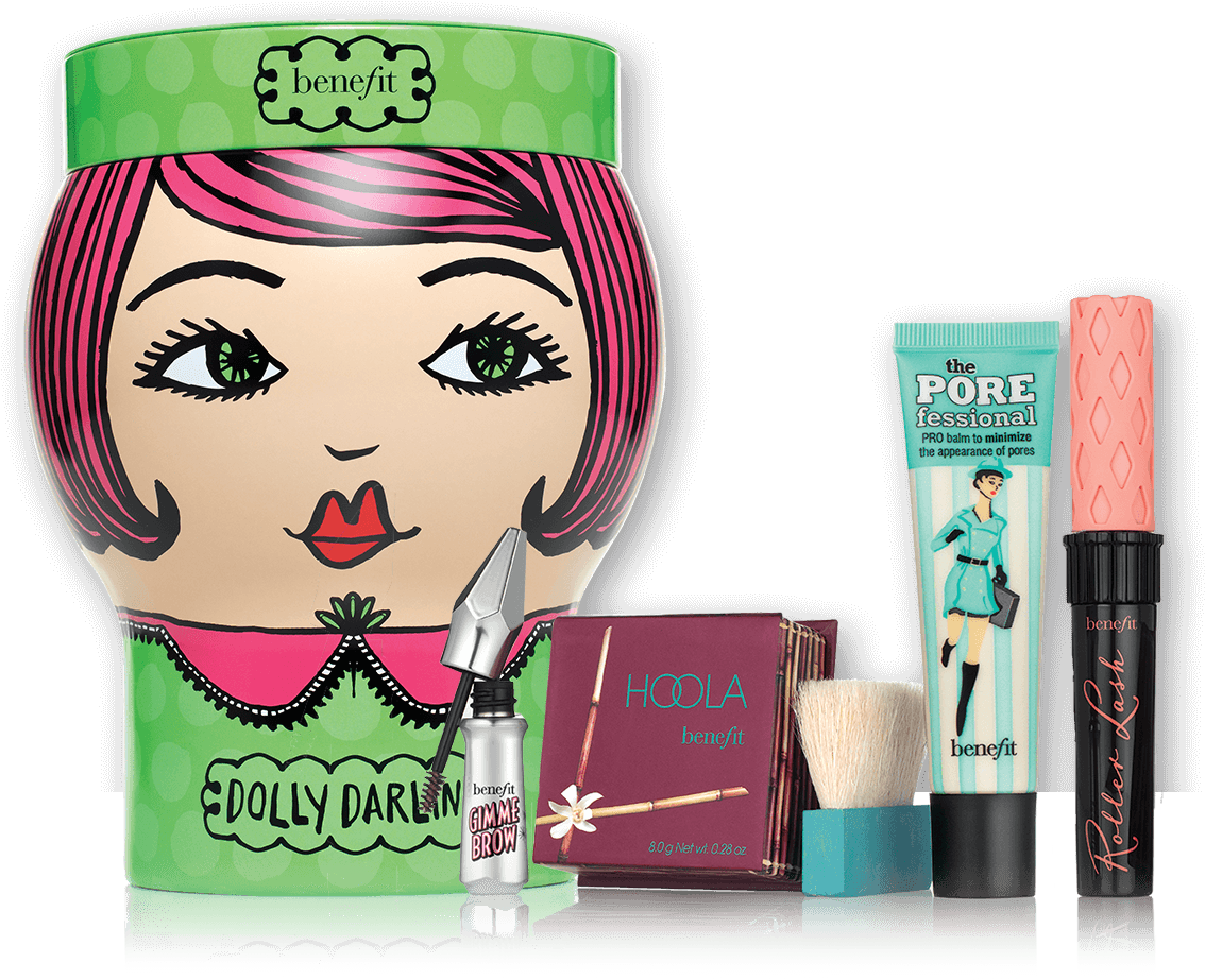 Dolly Darling Full Face Makeup Set Benefit Cosmetics - Benefit Makeup Set Clipart (1220x1380), Png Download