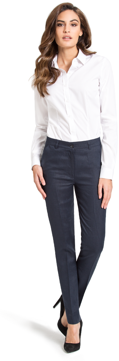 Women's Blue Business Pants - Formal Shirt And Trouser For Ladies Clipart (483x1233), Png Download