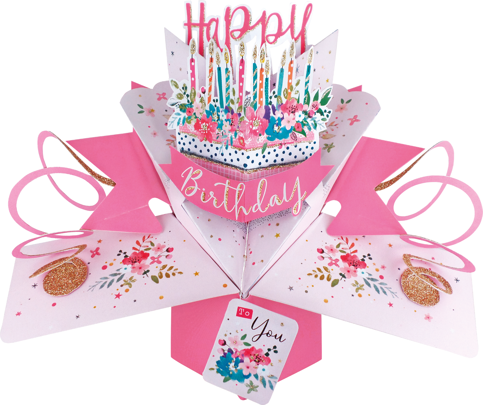 Happy Birthday Cake And Candles Pop-up Greeting Card - Greeting Card Clipart (1600x1344), Png Download