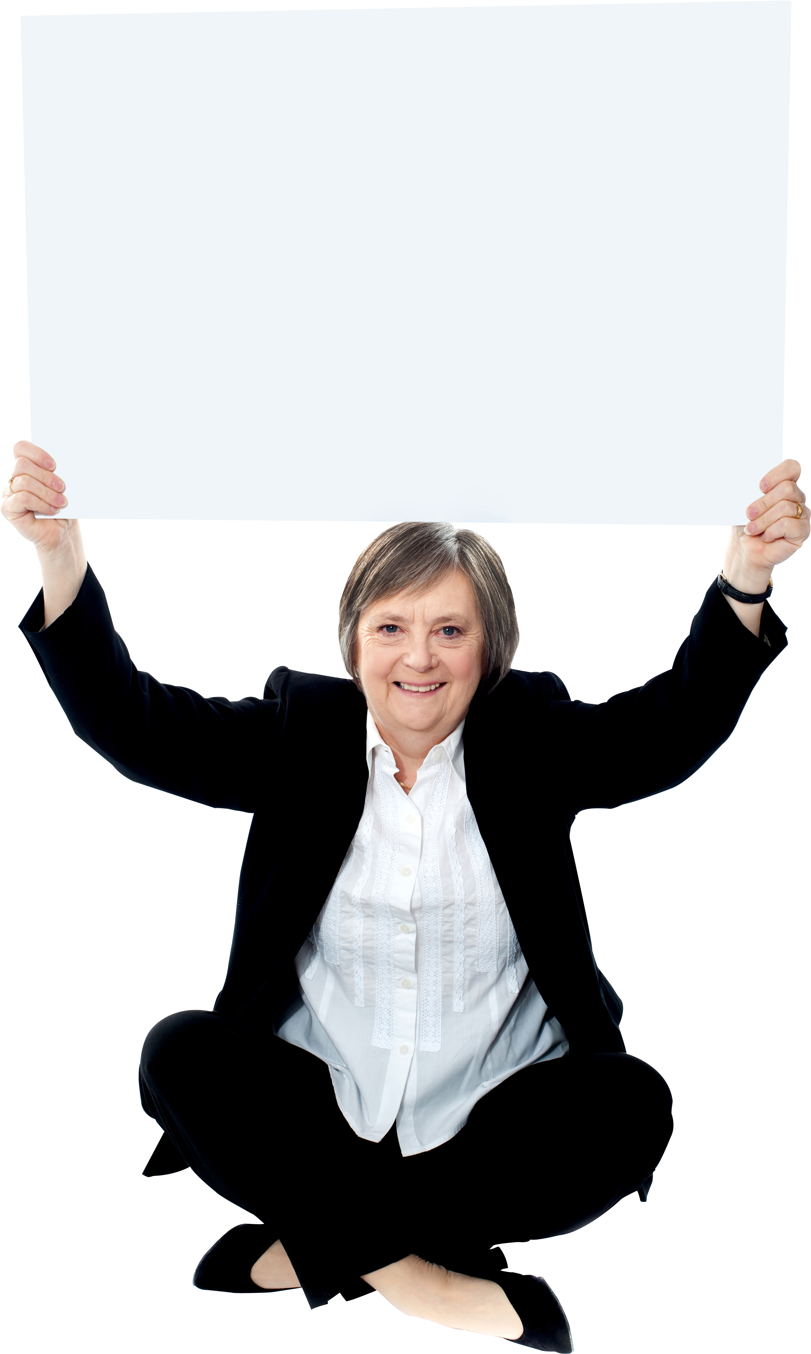 Business Women Holding Banner - Business Woman Sitting Png Clipart (3180x4688), Png Download