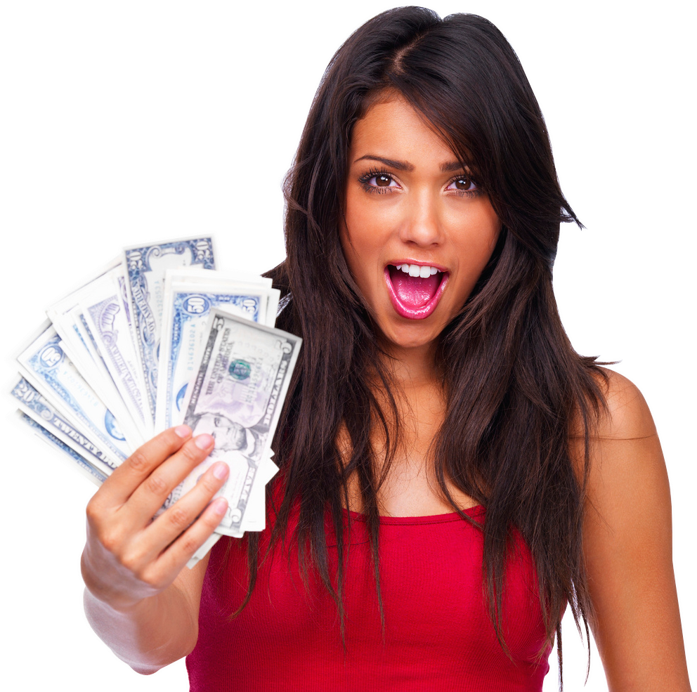 Earn Money From Your Home Using Your Computer Or Phone - Sexy Girl With Money Clipart (993x996), Png Download