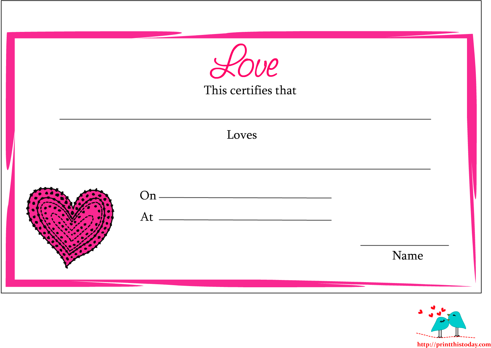 Free Printable Love Certificate - Love Certificates For Boyfriend Within Love Certificate Templates