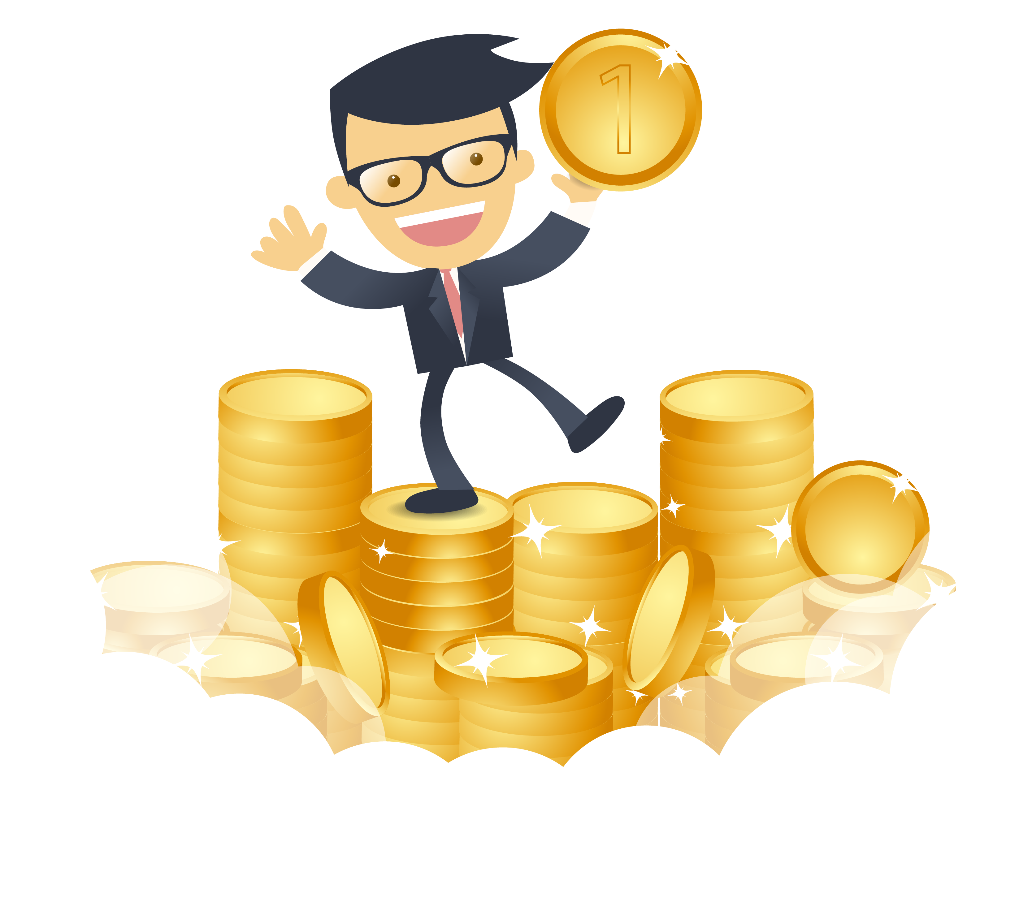 Cartoon Happy Businessman With Money Vector Clipart (3334x2928), Png Download