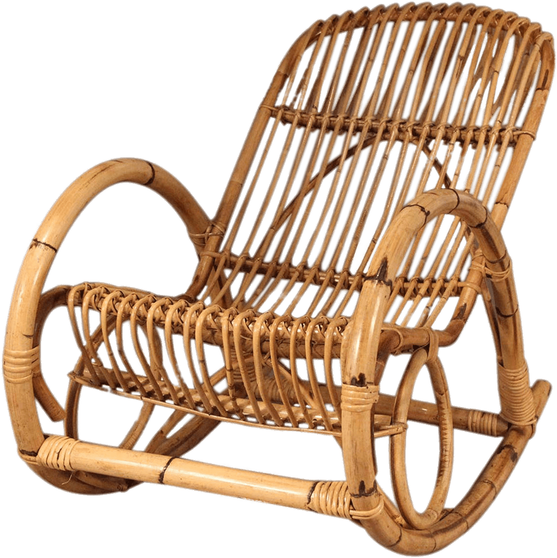 Bamboo Rocking Chair - Franco Albini Rocking Chair Clipart (1280x1280), Png Download