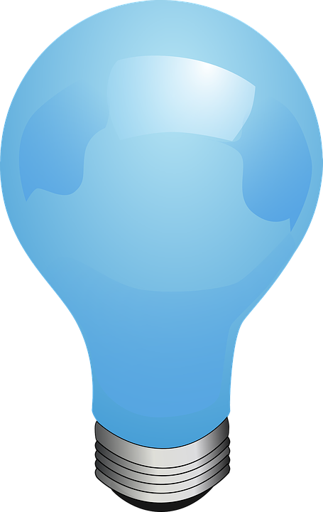 Electric Bulb Transparent Background - Blue Light Bulb Clipart - Png Download (455x720), Png Download