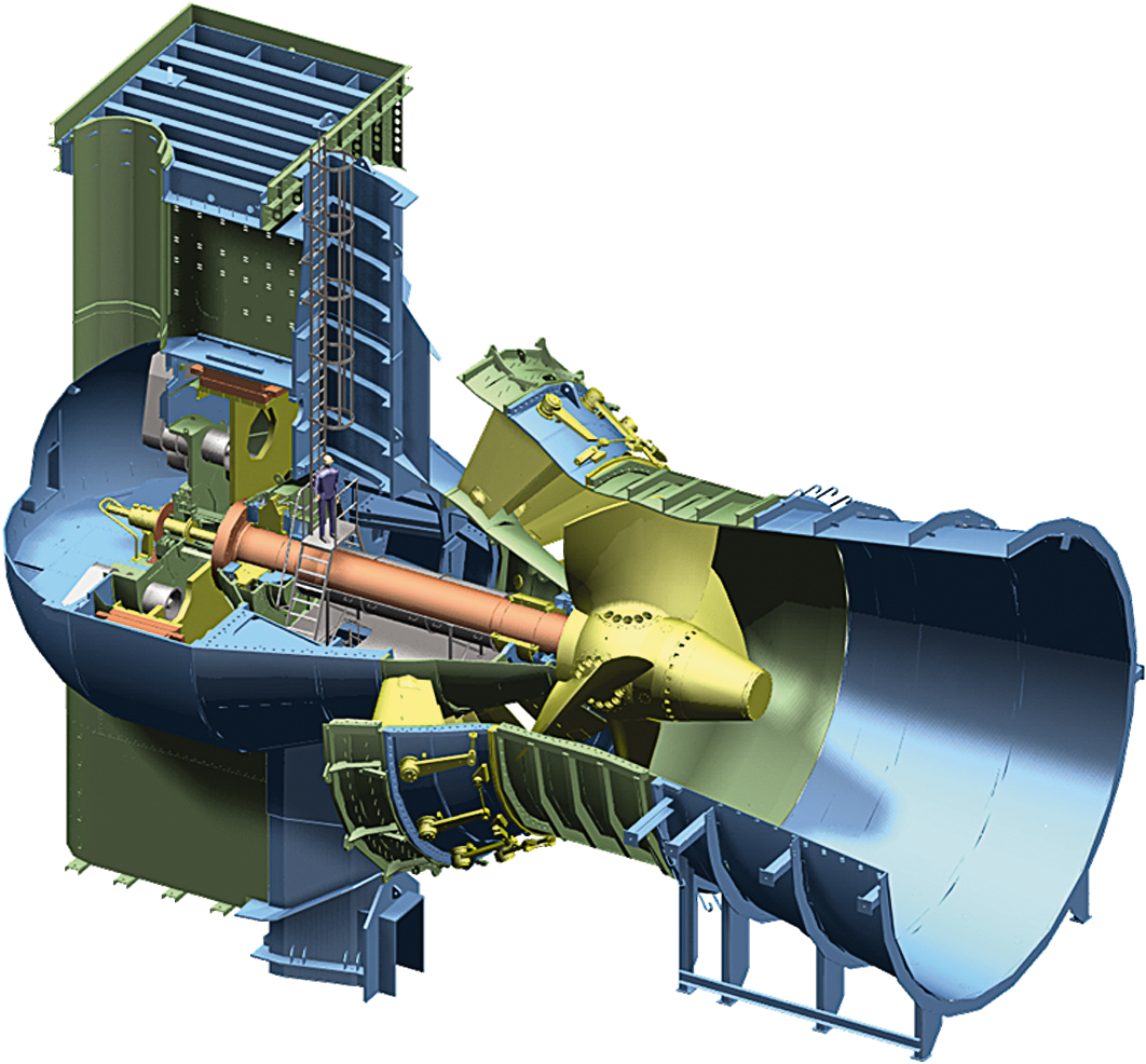 Schematic 3d-drawing Of Bulb Turbine For Hpp Iffezheim, - Bulb Turbine Clipart (1074x1004), Png Download
