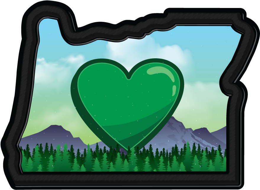 Free Heart In Oregon Sticker - Heart Oregon Clipart (879x642), Png Download