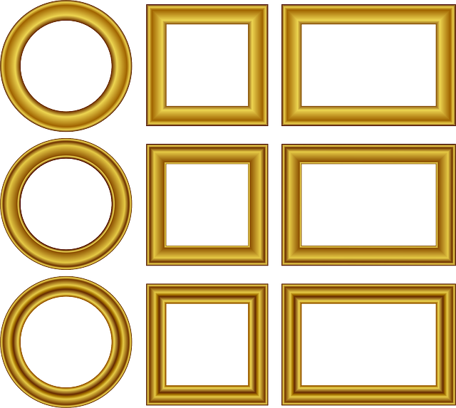 Square & Round Frame With Golden Border - Gold Frame Vector Free Clipart (640x573), Png Download