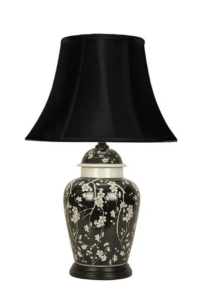 Elegant, Black, Hand Painted Temple Jar Ceramic Table - Lampshade Clipart (600x600), Png Download