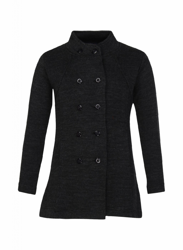 Black Winter Jacket For Women Png Photo - Black Textured Wool Coat Clipart (750x1024), Png Download