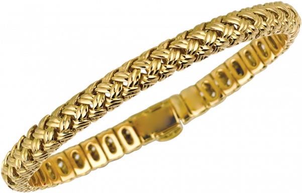 18kt Yellow Gold Vannerie Flexible Bracelet - Transparent Gold Bracelet Png Clipart (600x600), Png Download