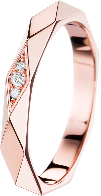 Facette Pink Gold Wedding Band - Alliance Facette Or Rose Boucheron Clipart (960x960), Png Download