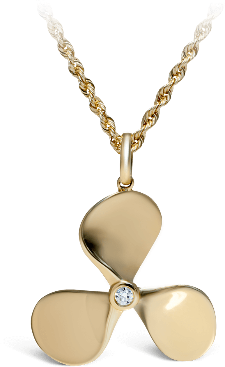 Yellow Gold Diamond Captain Propeller Pendant - Gold Necklace With Propeller Pendant Clipart (1280x1280), Png Download
