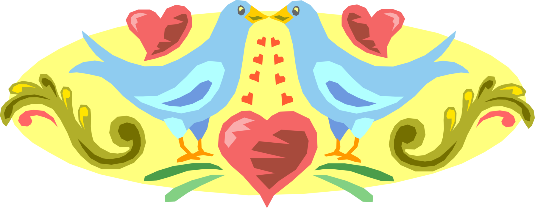 Vector Illustration Of Romantic Love Bird Animals With - Creative Arts Clipart (1797x700), Png Download
