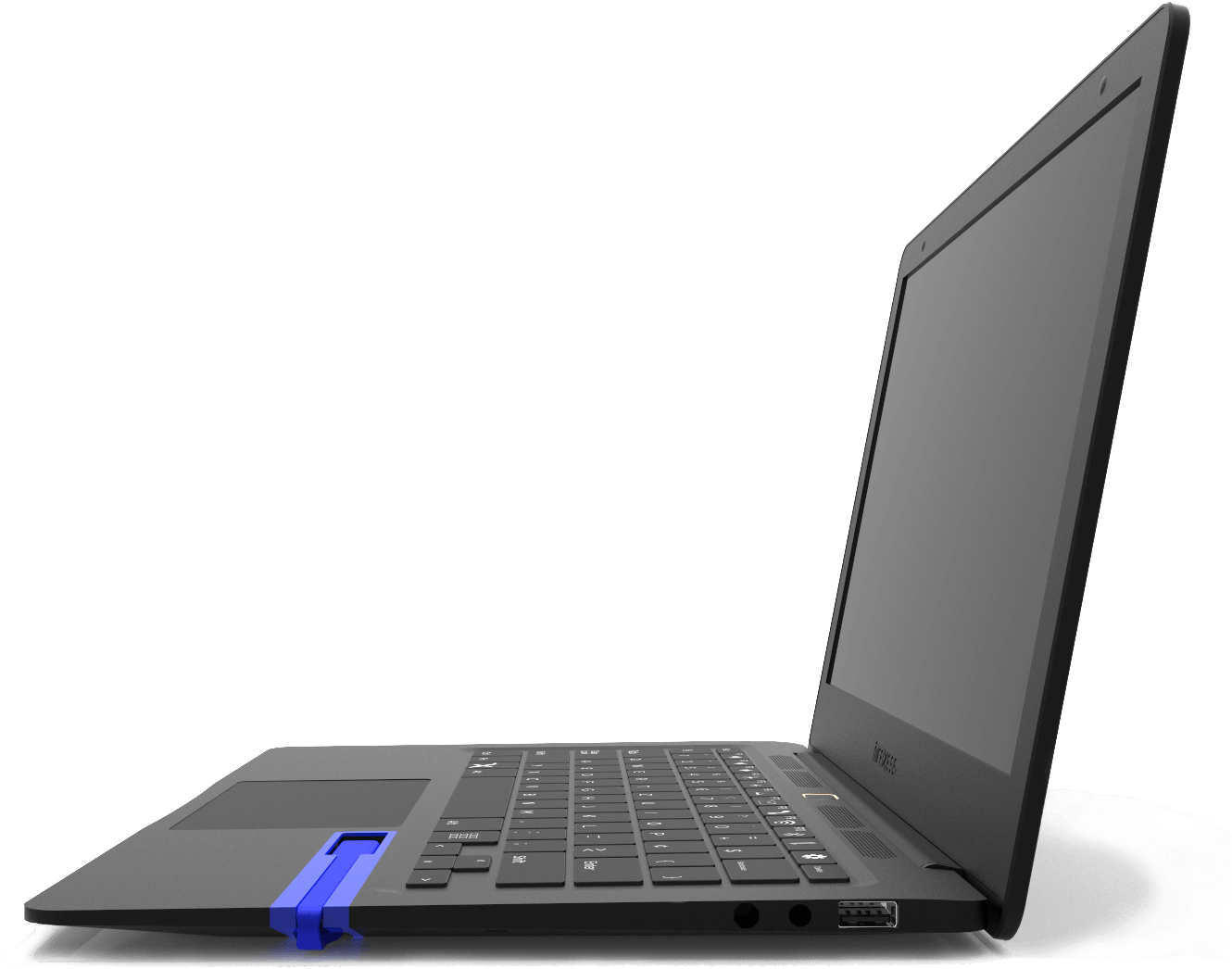 Mirabook Side View With Blue Layout - Netbook Clipart (1360x1091), Png Download