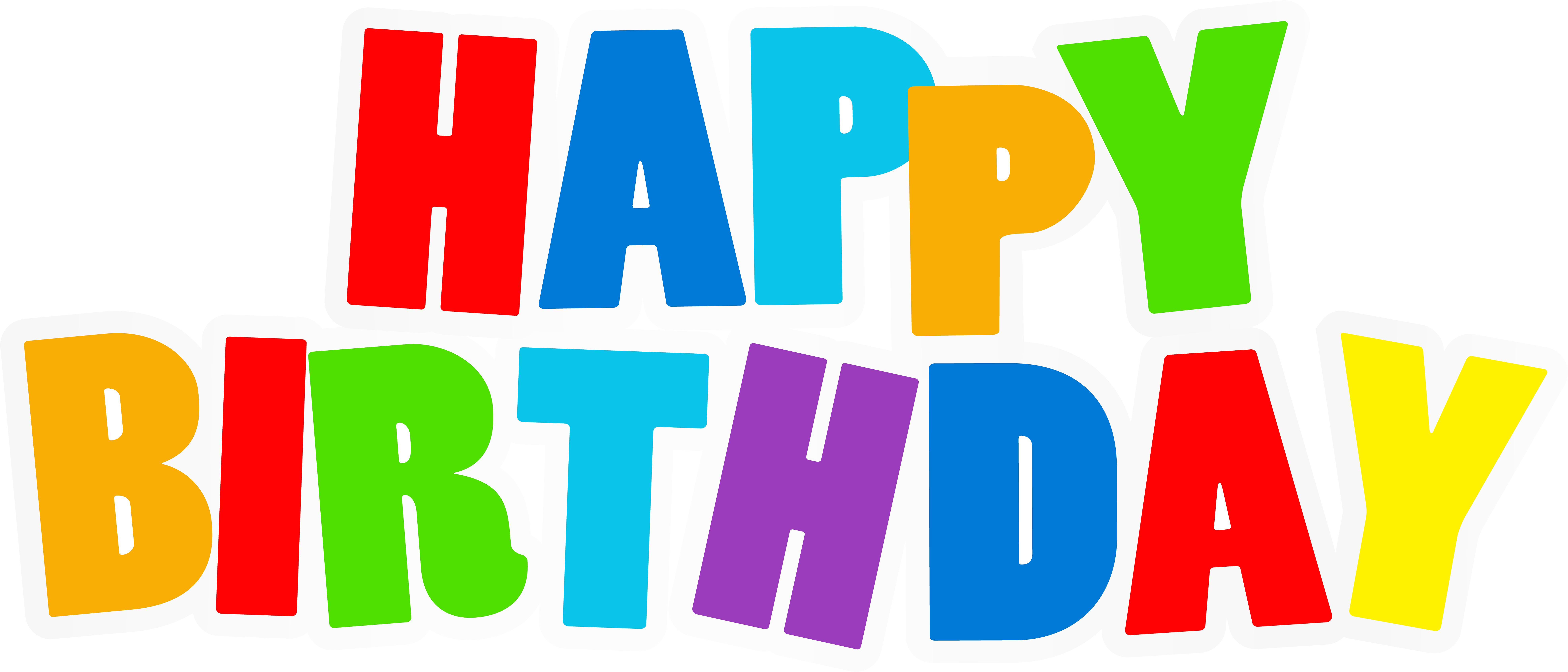 Happy Birthday Text Png - Happy Birthday Multi Color Clipart (7889x3381), Png Download