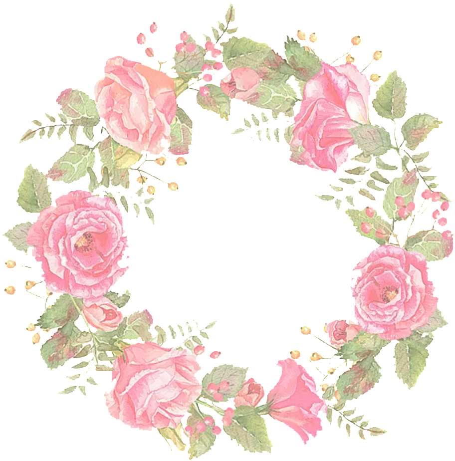 Romantic Beautiful Pink Flowers Hand Drawn Garland Clipart (912x924), Png Download