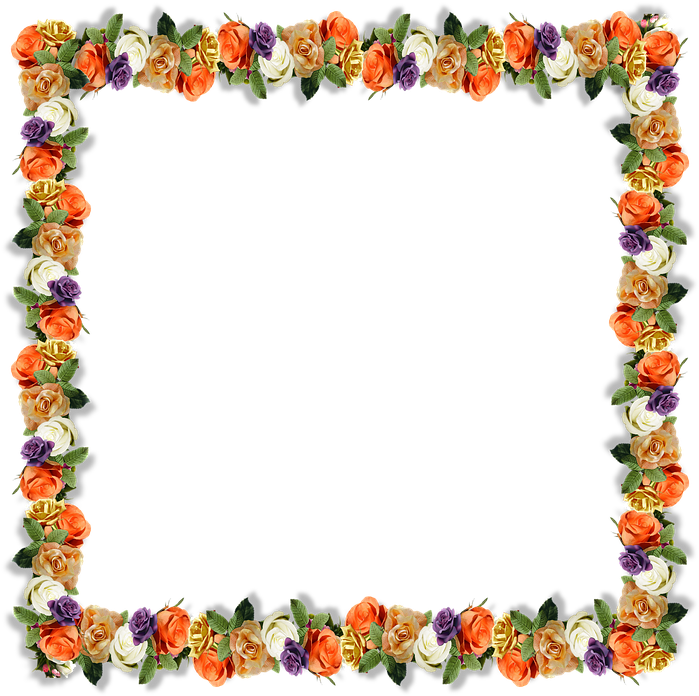 Floral Border Frame 3d Shadows Petals Roses - 3d Flower Border Design Clipart (720x720), Png Download