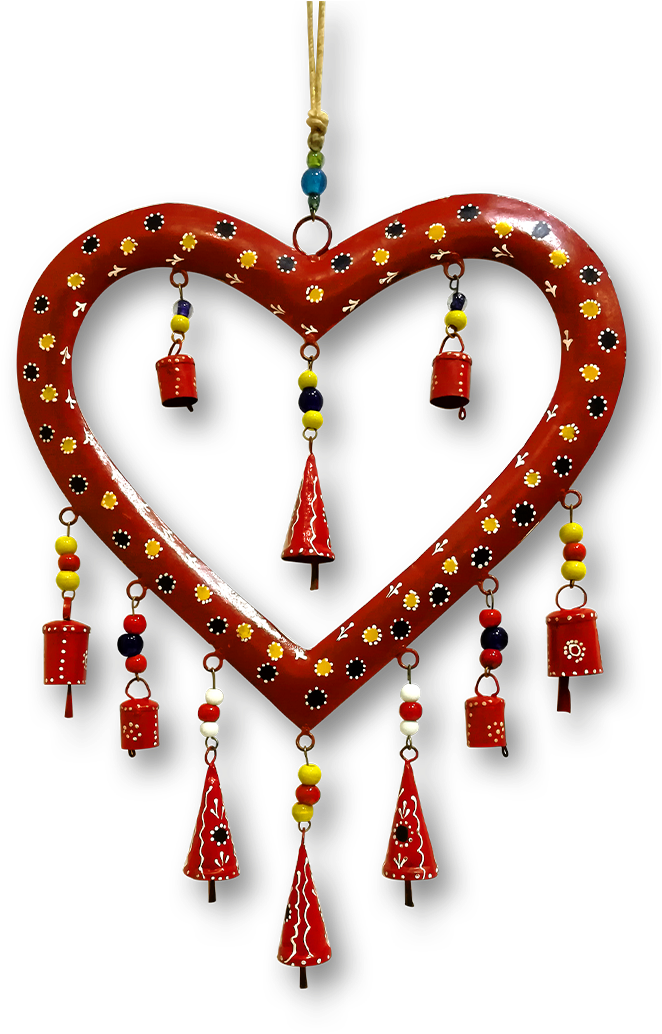 Happy Starstell Heart Hanging Iron Rod Indoor Windchime - Heart Clipart (1100x1100), Png Download