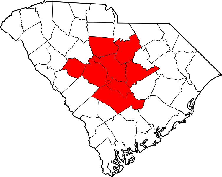 The Midlands Of South Carolina - South Carolina Midlands Region Clipart (752x599), Png Download