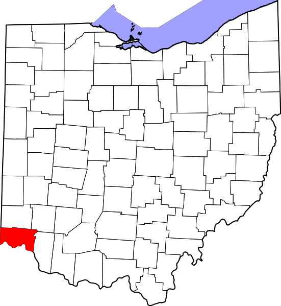 Map Of Ohio Highlighting Hamilton County - Darke County Ohio Clipart (551x599), Png Download