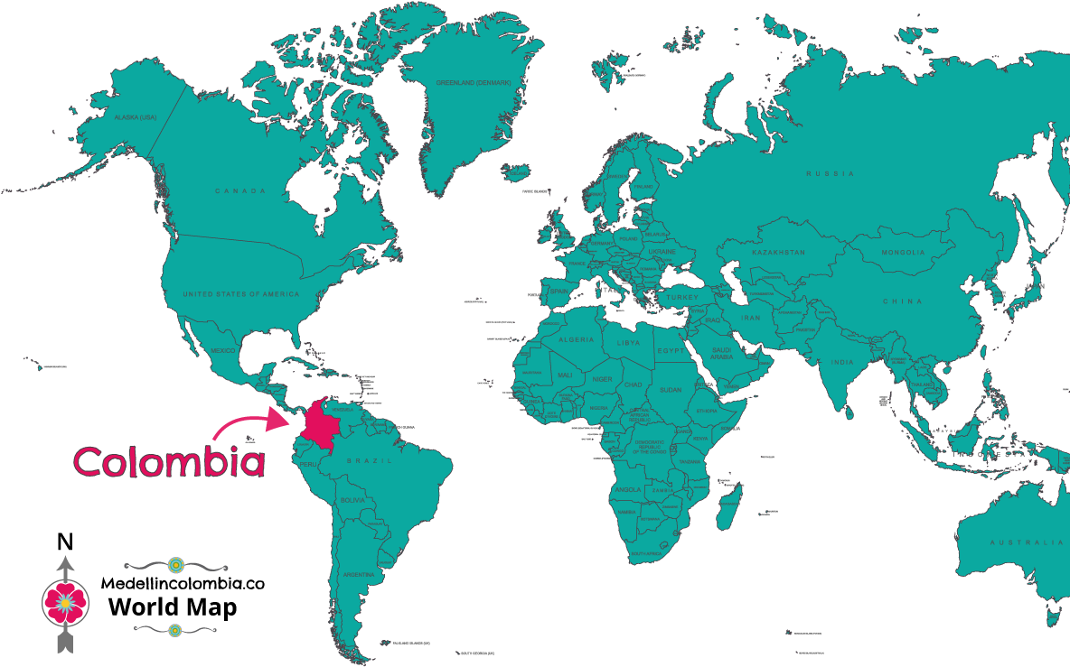 Where Is Colombia - Global Salmon Farm Map Clipart (1200x800), Png Download