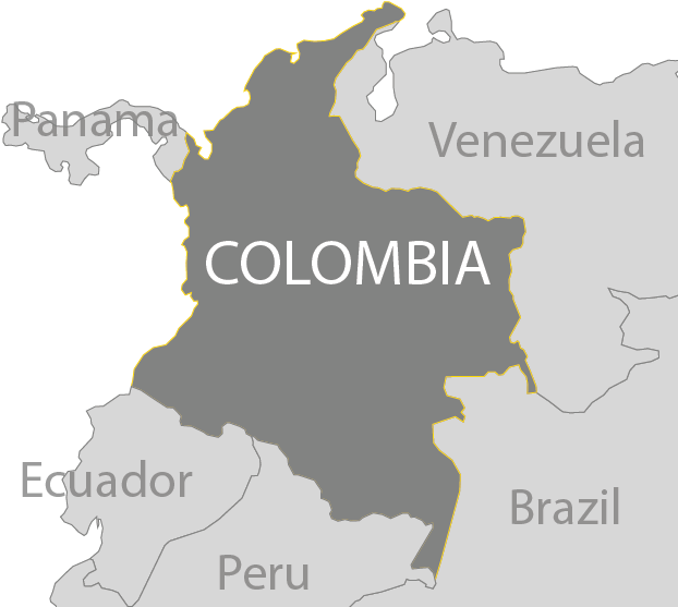 Colombia Map - Colombia Black And White Art Clipart (634x568), Png Download